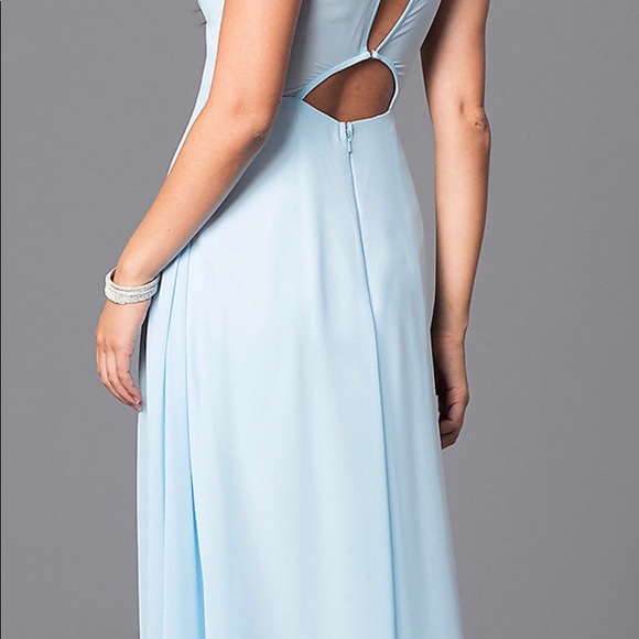 🆕NWT Light Blue Classy V-Neck Long Maxi Dress - Picture 6 of 6